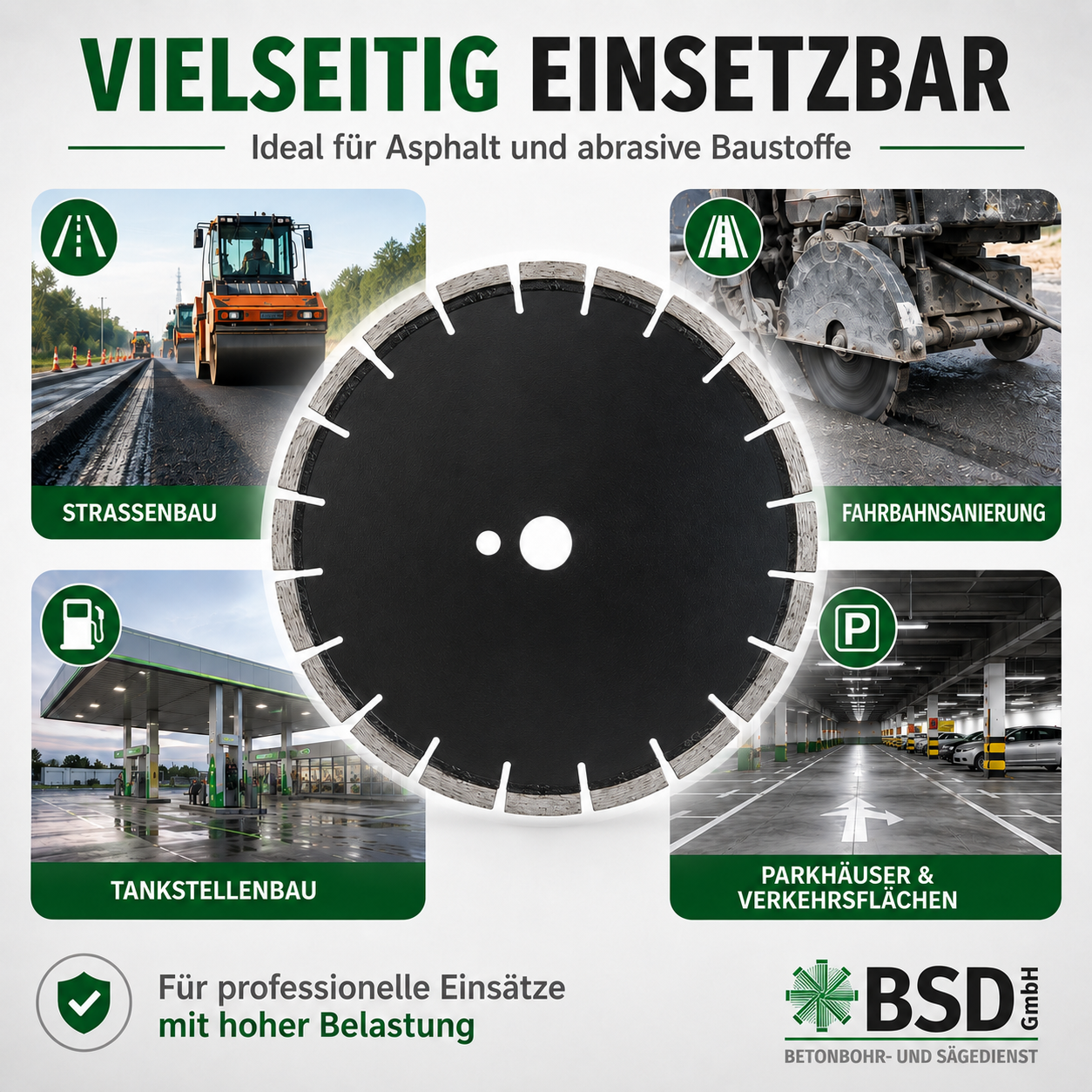 4 Diamant-Fasenfräser für Aspahlt Ø 280 mm – 2er-Set mit 45° Winkel – 25,4 mm Aufnahme – für Fugenschneider - PREMIUM