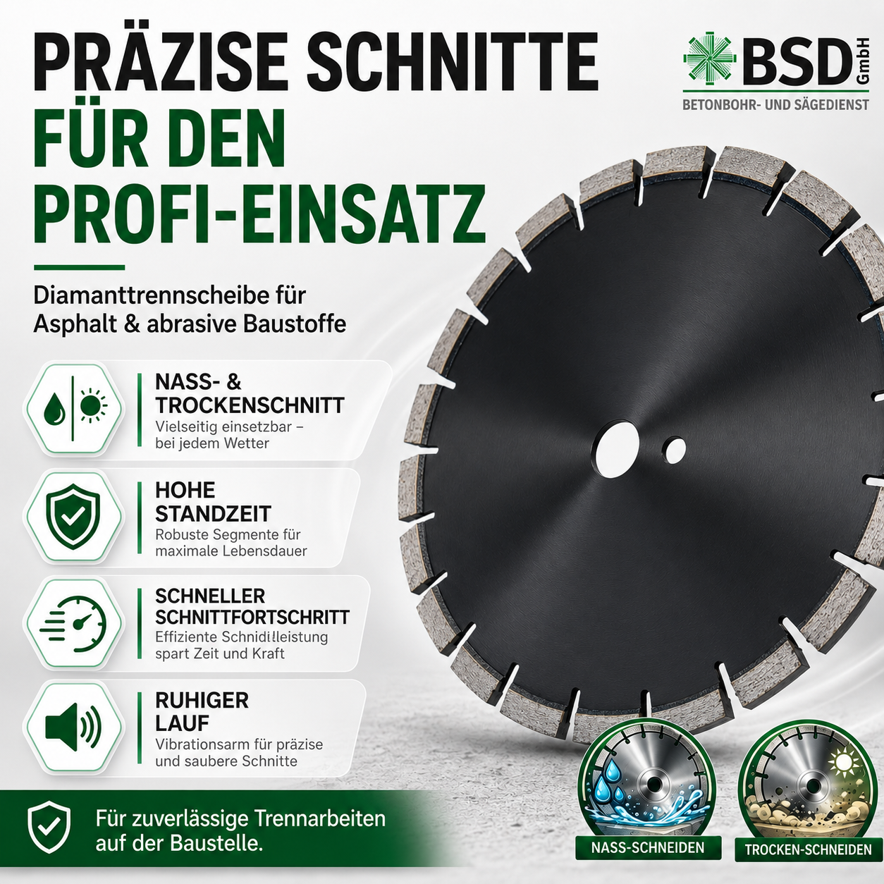 3 Diamant-Fasenfräser für Aspahlt Ø 280 mm – 2er-Set mit 45° Winkel – 25,4 mm Aufnahme – für Fugenschneider - PREMIUM