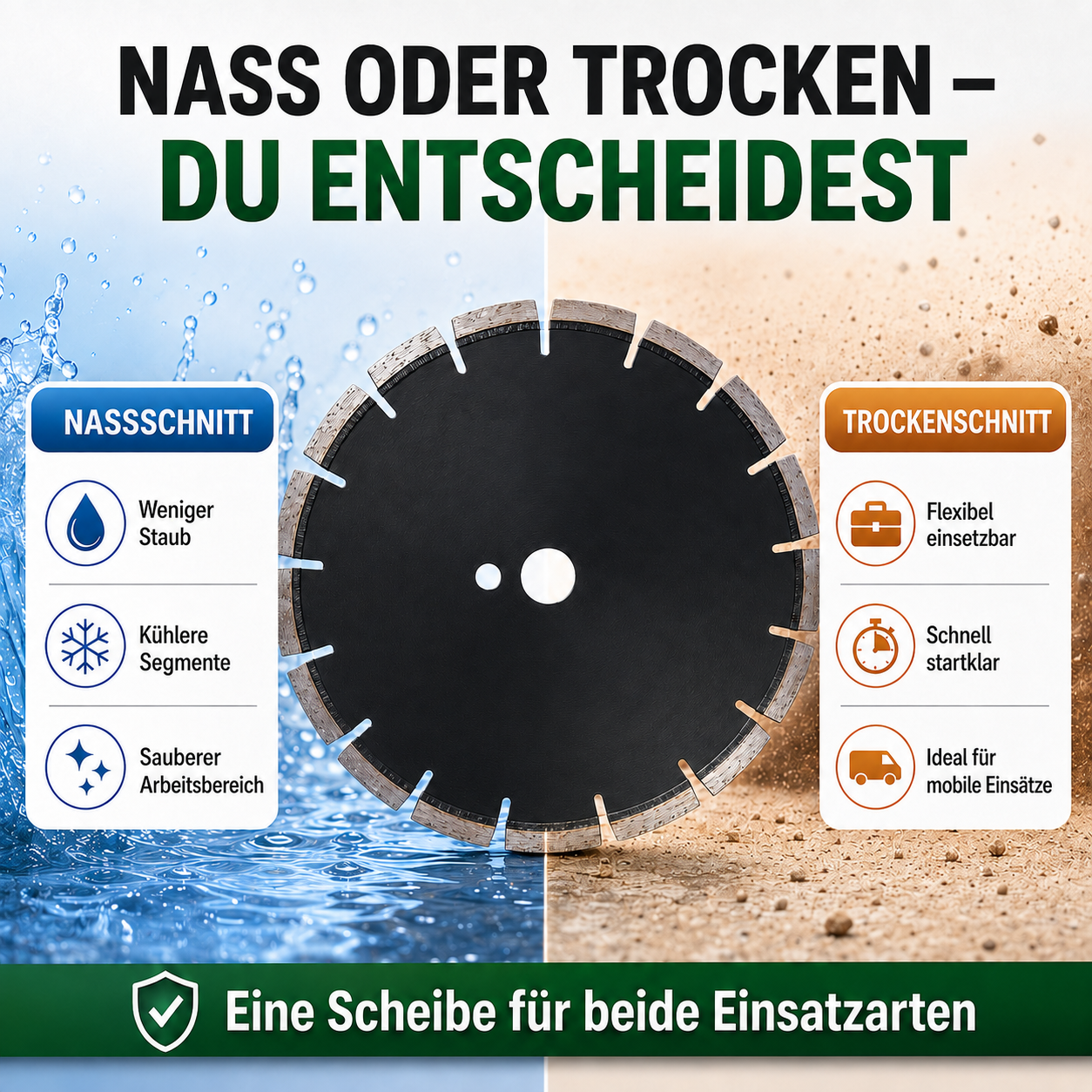 2 Diamant-Fasenfräser für Aspahlt Ø 280 mm – 2er-Set mit 45° Winkel – 25,4 mm Aufnahme – für Fugenschneider - PREMIUM